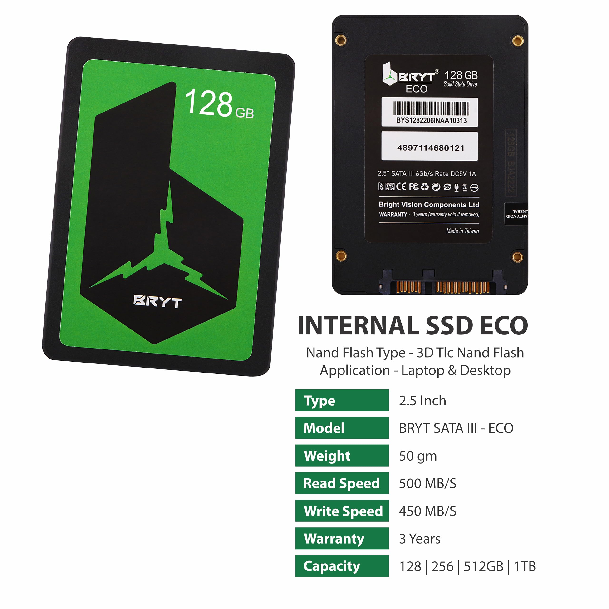 Amazon.in: Buy BRYT Eco 128GB SSD SATA III - 2.5 Inch Internal
